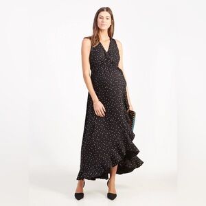 NWT Ingrid & Isabel Racerback Ruffle Skirt Maternity Maxi Black White Size Small